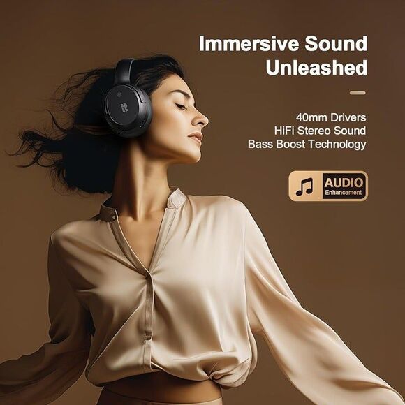 Bluetooth Headphones, Hybrid Active Noise Cancelling Wireless Headphones Over Ea - Picture 6 of 9